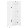 Credenza Bianco Lucido 69,5x34x180 cm in Legno Multistrato