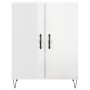 Credenza Bianco Lucido 69,5x34x180 cm in Legno Multistrato