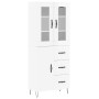 Credenza Bianco Lucido 69,5x34x180 cm in Legno Multistrato