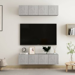 Mobili TV 4 pz Grigio Cemento 60x30x30 cm in Legno Multistrato