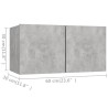 Mobili TV 4 pz Grigio Cemento 60x30x30 cm in Legno Multistrato