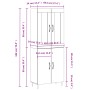 Credenza Bianco Lucido 69,5x34x180 cm in Legno Multistrato