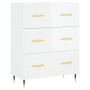 Credenza Bianco Lucido 69,5x34x180 cm in Legno Multistrato