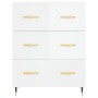 Credenza Bianco Lucido 69,5x34x180 cm in Legno Multistrato