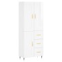 Credenza Bianco Lucido 69,5x34x180 cm in Legno Multistrato