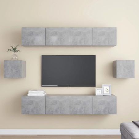 Set di Mobili Porta TV 6 pz Grigio Cemento in Legno Multistrato