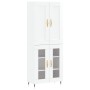 Credenza Bianco Lucido 69,5x34x180 cm in Legno Multistrato