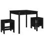 Set da Bistrot da Giardino 3 pz Nero in Legno Massello di Pino