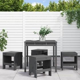 Set da Pranzo per Giardino 5pz Grigio in Legno Massello di Pino