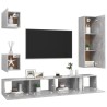 Set di Mobili Porta TV 5 pz Grigio Cemento in Legno Multistrato