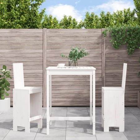 Set Bar da Giardino 3 pz Bianco in Legno Massello di Pino