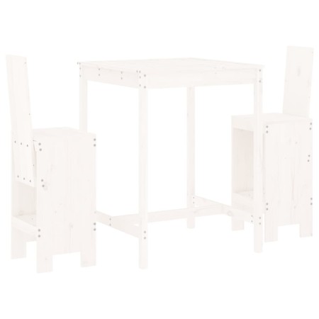 Set Bar da Giardino 3 pz Bianco in Legno Massello di Pino