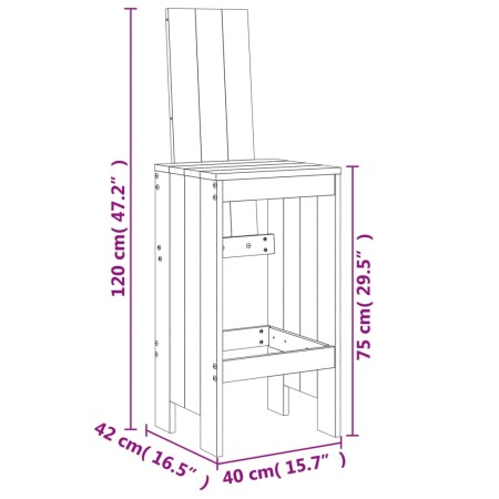 Set Bar da Giardino 3 pz Bianco in Legno Massello di Pino