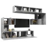 Set di Mobili Porta TV 8 pz Grigio Cemento in Legno Multistrato