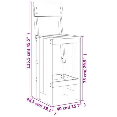 Set Bar da Giardino 5 pz Grigio in Legno Massello di Pino