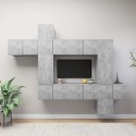 Set di Mobili Porta TV 10pz Grigio Cemento in Legno Multistrato