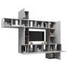 Set di Mobili Porta TV 10pz Grigio Cemento in Legno Multistrato