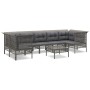 Set Divani da Giardino 8 pz con Cuscini in Polyrattan Grigio