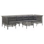 Set Divani da Giardino 8 pz con Cuscini in Polyrattan Grigio