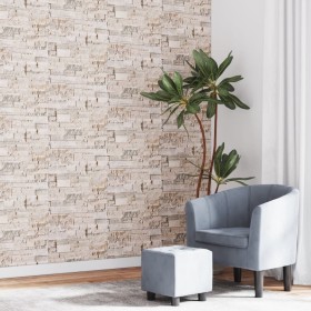 Carta da Parati 3D Effetto Pietra Grigio e Beige
