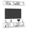 Mobili TV 4 pz Bianco Lucido 80x30x30 cm in Legno Multistrato