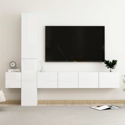 Set di Mobili Porta TV 5 pz Bianco Lucido in Legno Multistrato