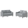 Set di Divani 2 pz con Cuscini Grigio Chiaro in Tessuto