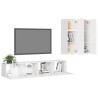 Set di Mobili Porta TV 4 pz Bianco Lucido in Legno Multistrato