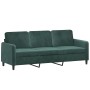 Divano a 3 Posti Verde Scuro 180 cm in Velluto