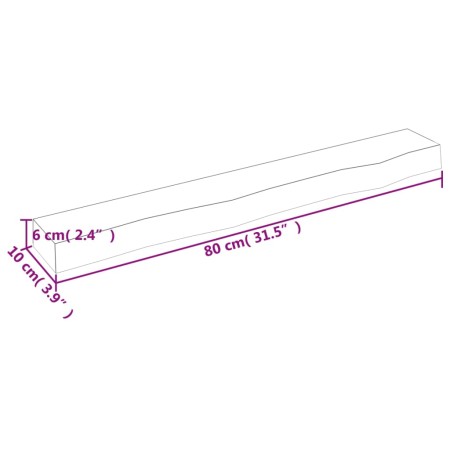 Ripiano Muro Marrone Scuro 80x10x6 cm Massello Rovere Trattato