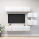 Set di Mobili Porta TV 6 pz Bianco Lucido in Legno Multistrato