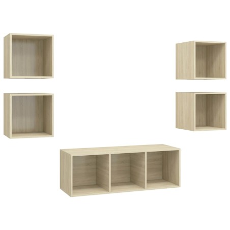 Set Mobili TV 5 pz Rovere Sonoma in Legno Multistrato