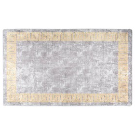 Tappeto Lavabile Grigio e Oro 150x230 cm Antiscivolo