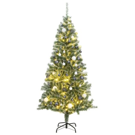 Albero di Natale Artificiale con 300 LED Palline e Neve 210 cm