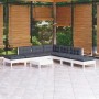 Set Divani da Giardino 8 pz con Cuscini Bianchi Legno di Pino