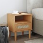 Comodino SENJA Marrone Aspetto Rattan 40x35x48 cm in Legno Pino