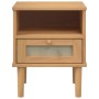 Comodino SENJA Marrone Aspetto Rattan 40x35x48 cm in Legno Pino