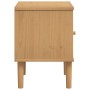 Comodino SENJA Marrone Aspetto Rattan 40x35x48 cm in Legno Pino