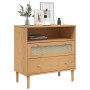 Credenza SENJA Aspetto Rattan Marrone 80x40x80 cm Massello Pino