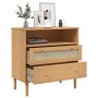 Credenza SENJA Aspetto Rattan Marrone 80x40x80 cm Massello Pino