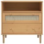 Credenza SENJA Aspetto Rattan Marrone 80x40x80 cm Massello Pino