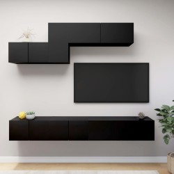 Set di Mobili Porta TV 6 pz Nero in Legno Multistrato