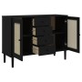 Credenza SENJA Aspetto Rattan Nero 112x40x80 cm Massello Pino