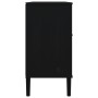 Credenza SENJA Aspetto Rattan Nero 112x40x80 cm Massello Pino