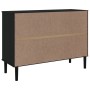 Credenza SENJA Aspetto Rattan Nero 112x40x80 cm Massello Pino