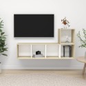 Set Porta TV 2 pz Bianco e Rovere Sonoma in Truciolato