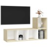 Set Porta TV 2 pz Bianco e Rovere Sonoma in Truciolato