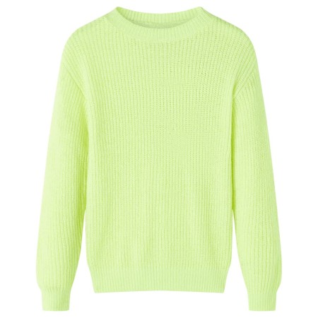 Maglione da Bambina Lavorato a Mano Giallo Neon 140