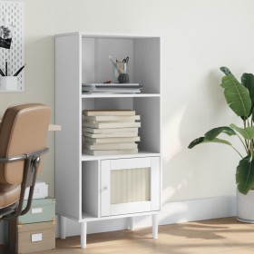 Credenza SENJA Aspetto Rattan Bianco 60x35x130 cm Massello Pino