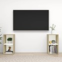 Mobili TV 2 pz Bianco e Rovere 72x35x36,5 cm Legno Multistrato